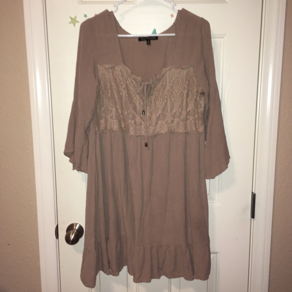 Cute Brown Corset Ruffle Dress